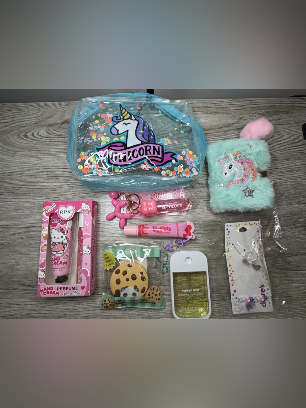 Unicorn Glitter Clear Pouch with Blue Trim - Kids Accessories